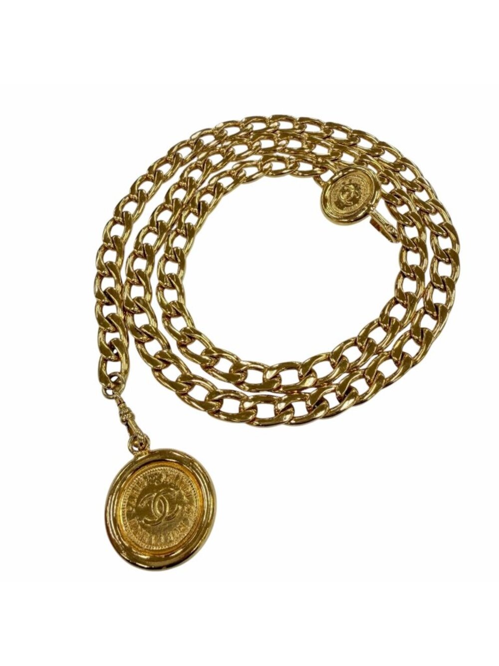 Chanel Vintage Metal CC Logo Coin Chain Belt Gold